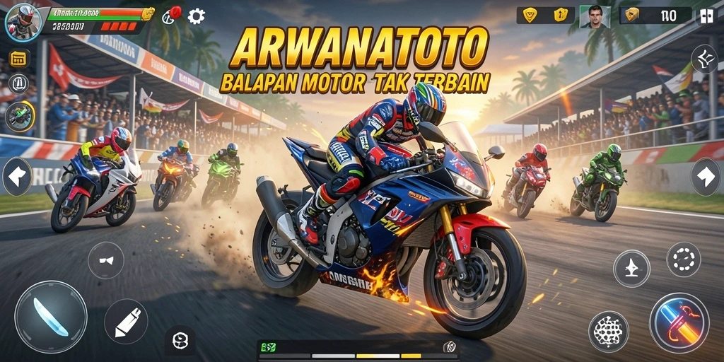 Tampilan menarik dari gameplay balapan motor yang seru.