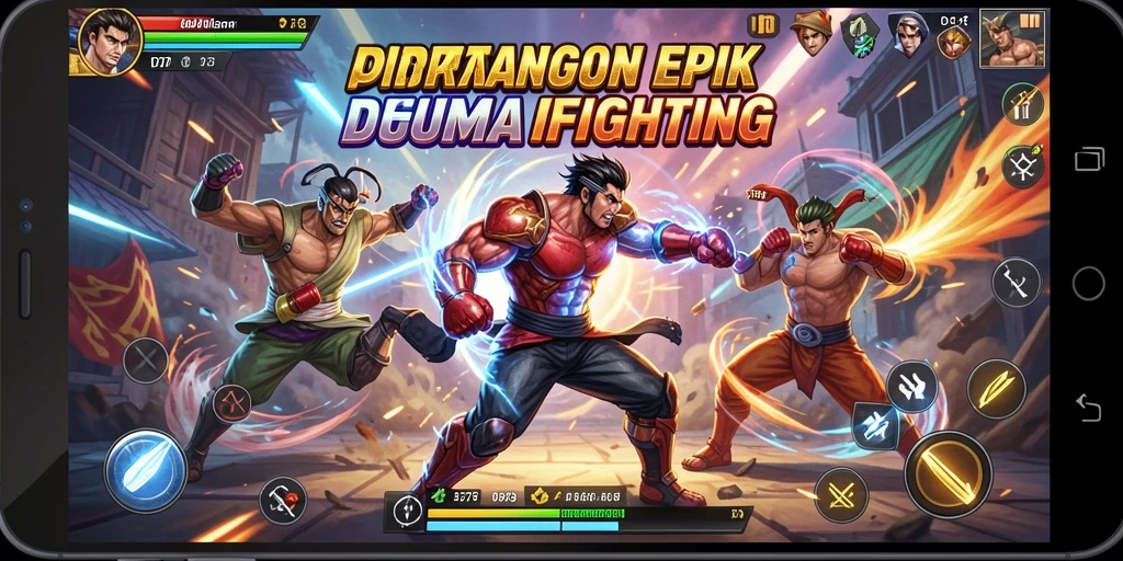 Tampilkan pertarungan seru di D73 dengan karakter bertenaga.