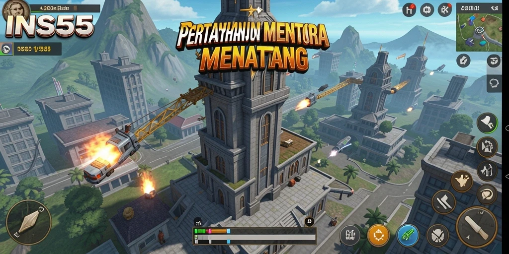 Tampilan gameplay menakjubkan dari INS55 dalam pertahanan menara.