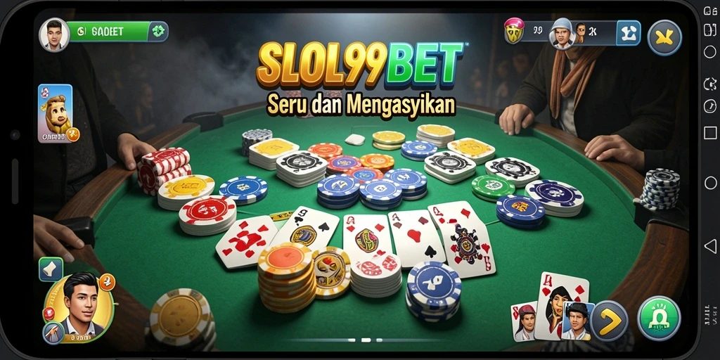 Tampilan gameplay seru dari SLOT99BET dalam permainan Gaple.