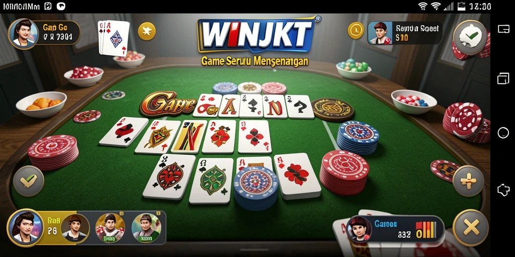 Tampilan gameplay seru dalam WINJKT, permainan Gaple yang menarik.
